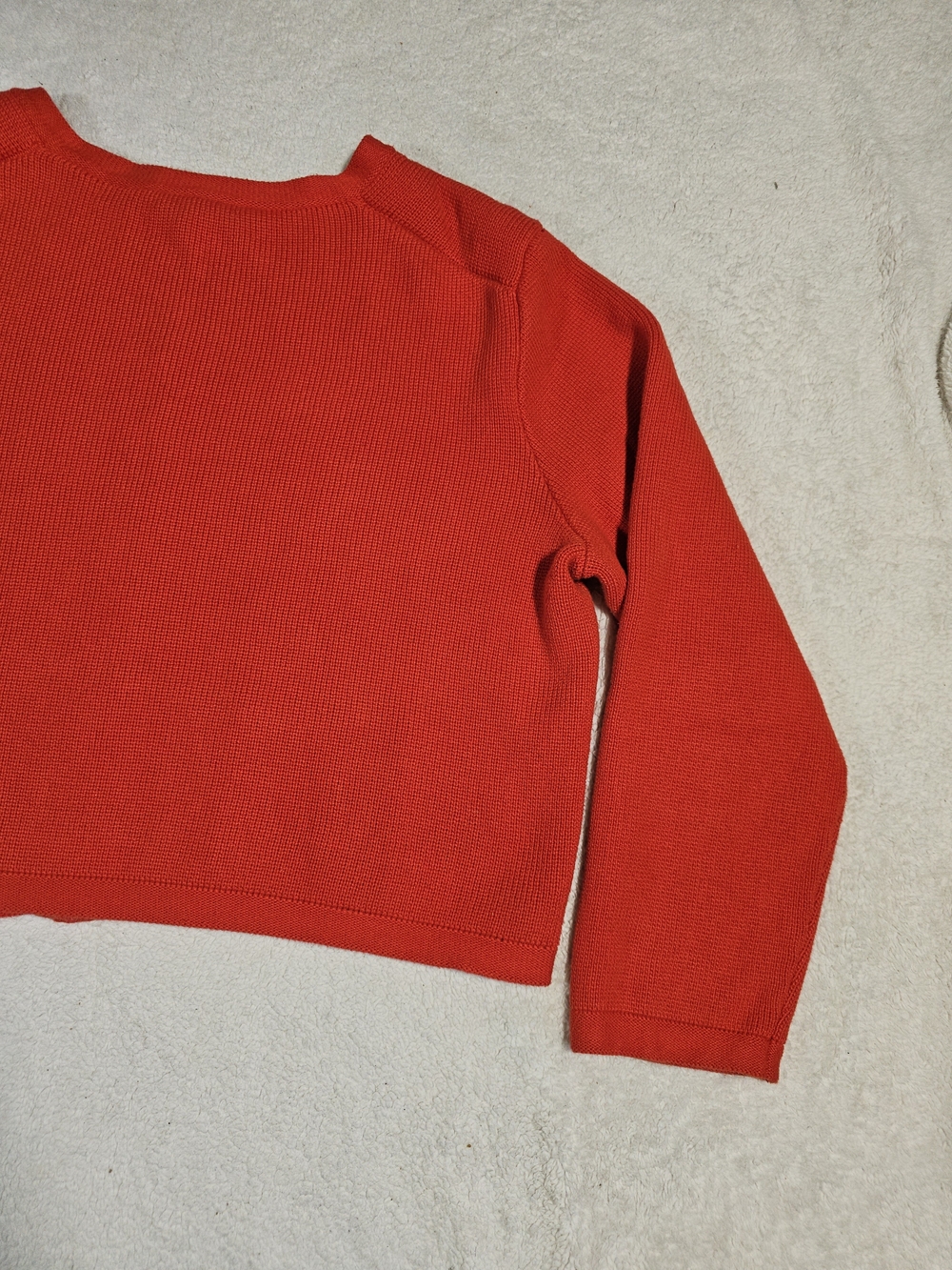 J. Crew Red Cropped Crewneck Cardigan with Gold Buttons. - Picture 9 of 13